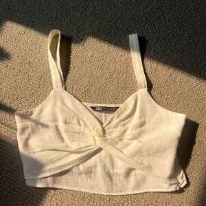 Zara Cream Twist Front Crop Top
